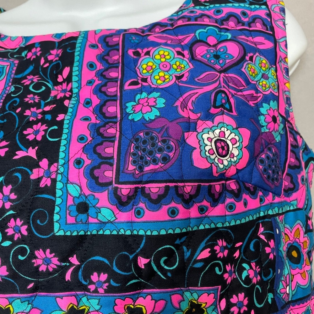 Vintage 70s Top Psychedelic Quilted Sleeveless Patchwork Print Women Boxy Hippie - Picture 13 of 15